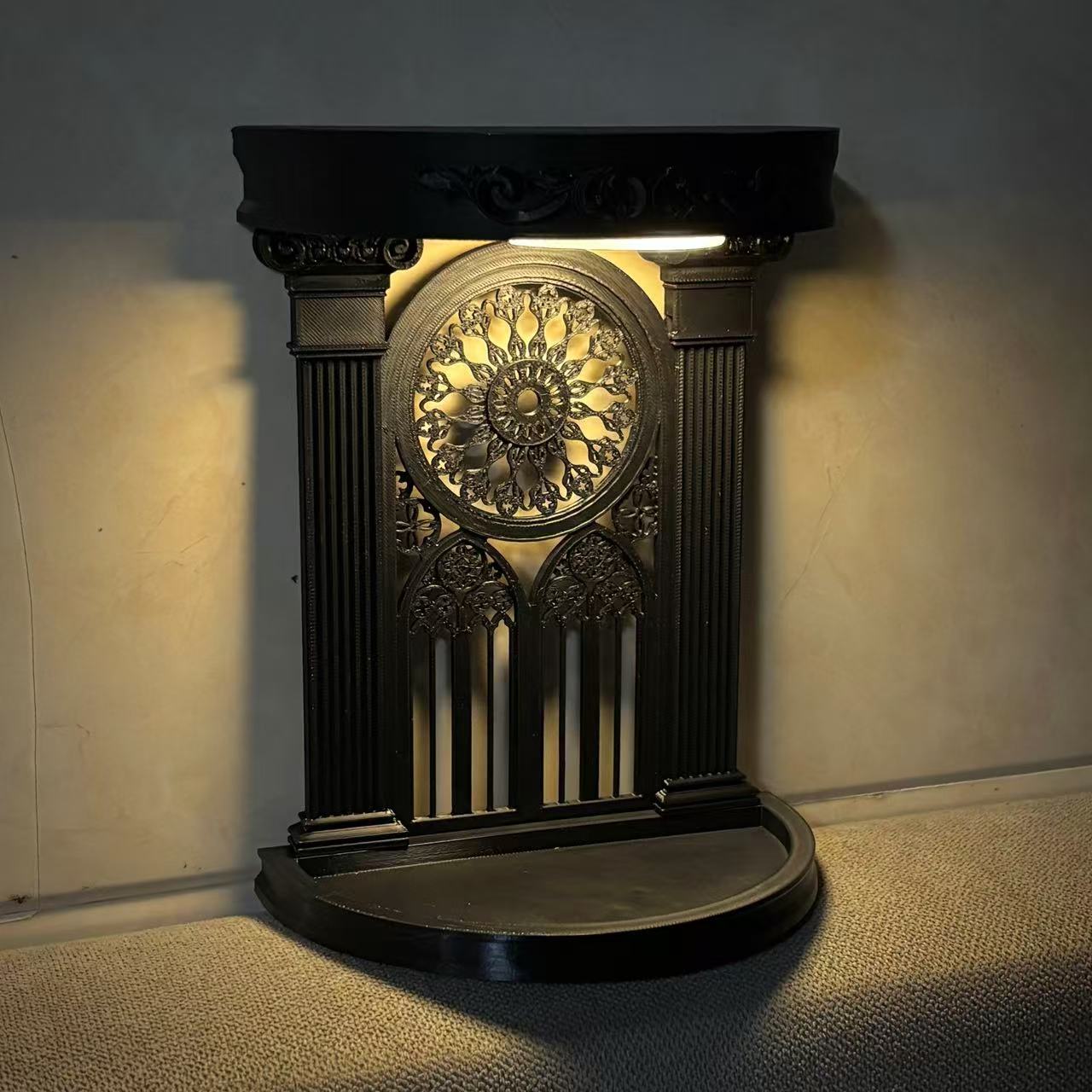 love and deep space:Gothic Church Scene Prop, Dark Aesthetic BJD Dollhouse Accessory, Miniature Cathedral Display Shelf for Doll Photography