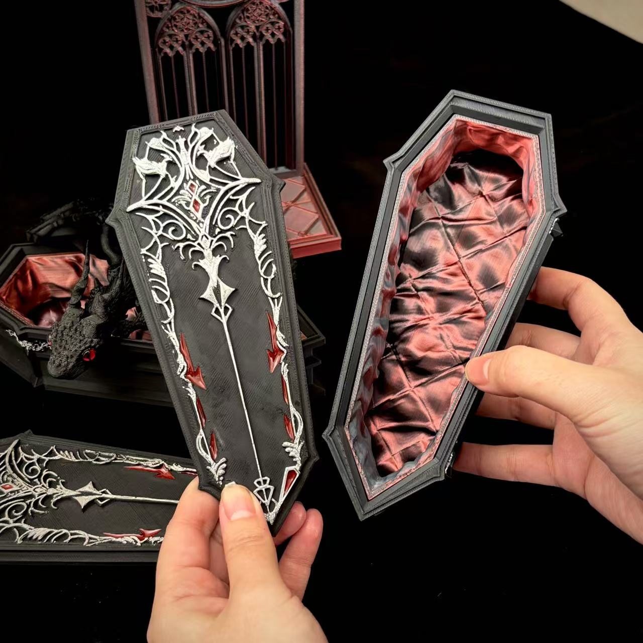 Sylus - Love and Deepspace: Silver-winged Demon Coffin Ornament, Jewelry Storage Box